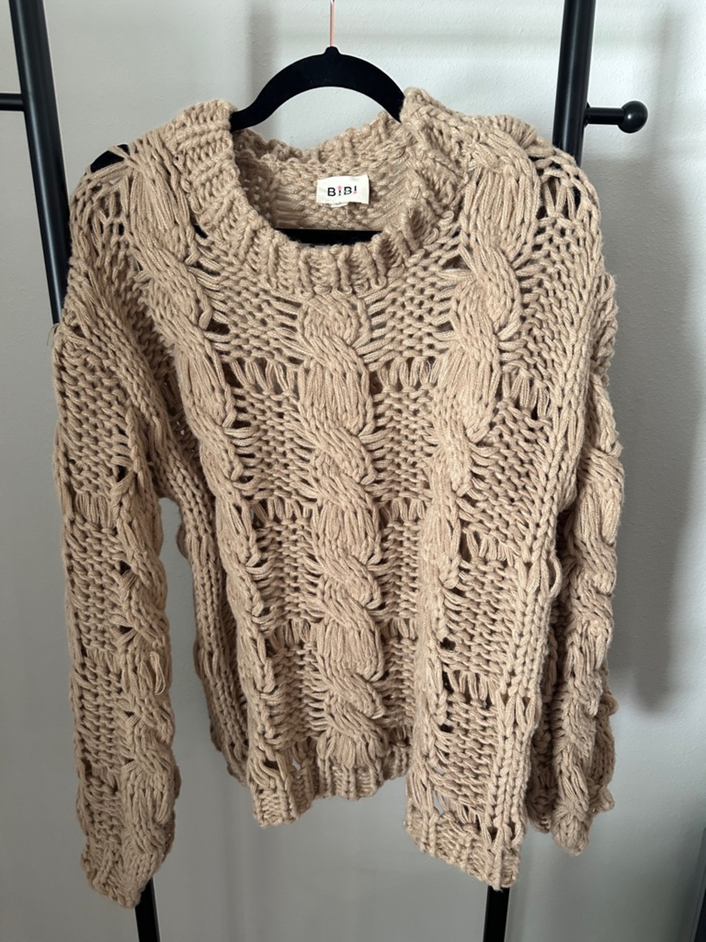 BiBi Open Stitch Cable Knit Sweater - Beige